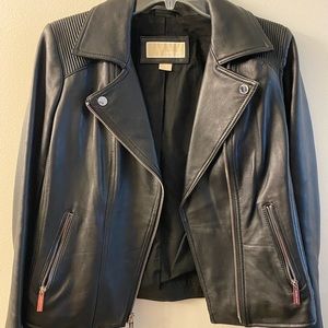 Michael Kors leather biker moto jacket size medium